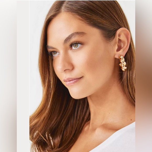 Lilly Pulitzer Island Escape Twisted Hoop Earrings NWT - Picture 3 of 10